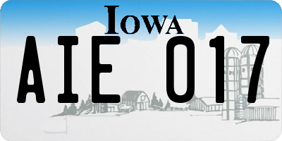 IA license plate AIE017