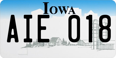 IA license plate AIE018
