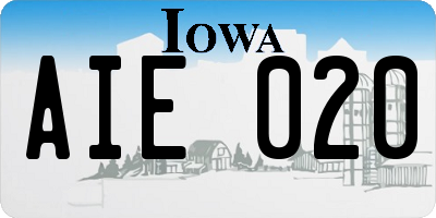 IA license plate AIE020