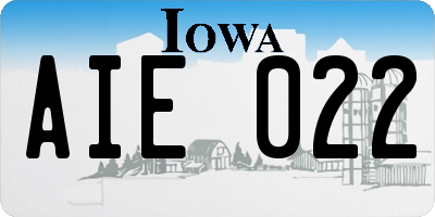 IA license plate AIE022