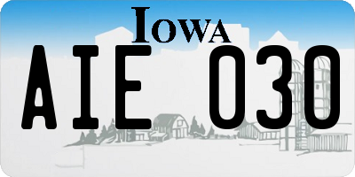 IA license plate AIE030