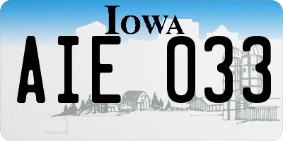 IA license plate AIE033