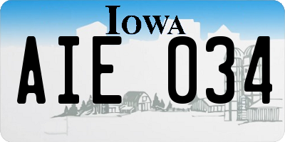 IA license plate AIE034