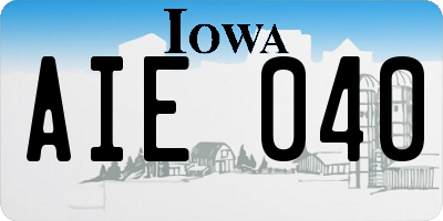 IA license plate AIE040
