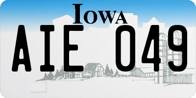 IA license plate AIE049
