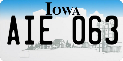 IA license plate AIE063