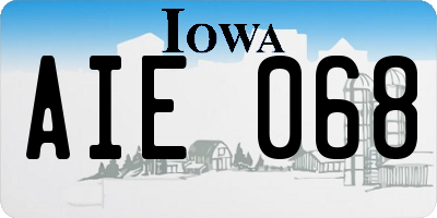 IA license plate AIE068