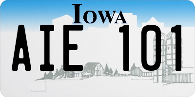 IA license plate AIE101