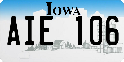 IA license plate AIE106