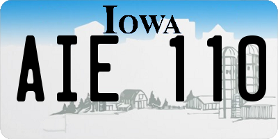 IA license plate AIE110