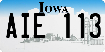 IA license plate AIE113