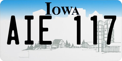 IA license plate AIE117