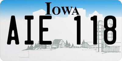 IA license plate AIE118
