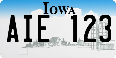 IA license plate AIE123