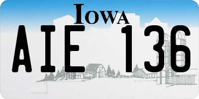 IA license plate AIE136