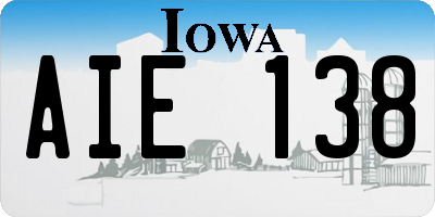 IA license plate AIE138
