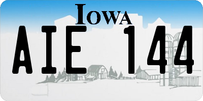 IA license plate AIE144