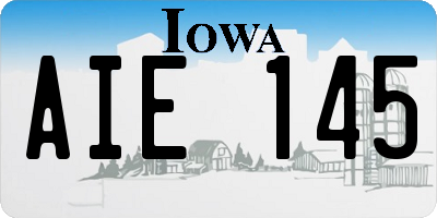 IA license plate AIE145