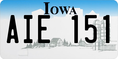 IA license plate AIE151