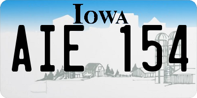 IA license plate AIE154