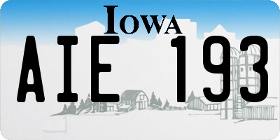 IA license plate AIE193