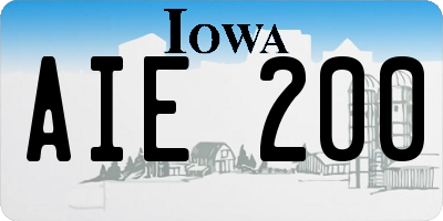 IA license plate AIE200