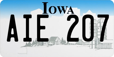 IA license plate AIE207
