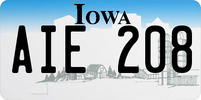 IA license plate AIE208