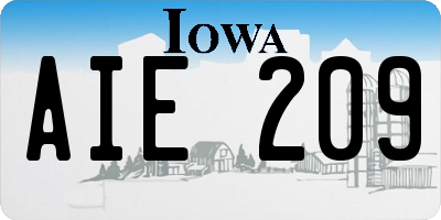 IA license plate AIE209