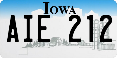 IA license plate AIE212