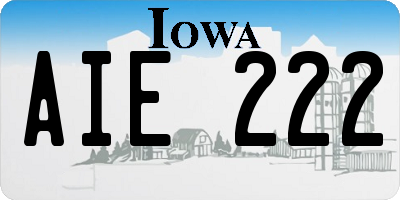 IA license plate AIE222