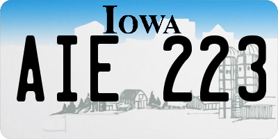 IA license plate AIE223