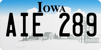 IA license plate AIE289