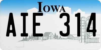 IA license plate AIE314