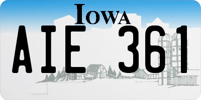 IA license plate AIE361