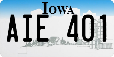 IA license plate AIE401
