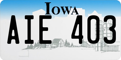 IA license plate AIE403