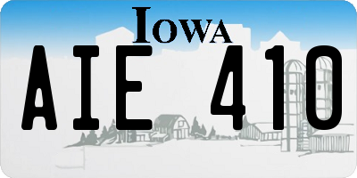 IA license plate AIE410