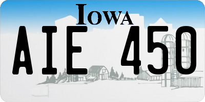 IA license plate AIE450