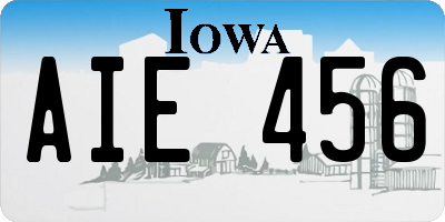 IA license plate AIE456