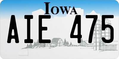 IA license plate AIE475