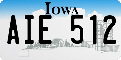 IA license plate AIE512