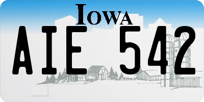 IA license plate AIE542