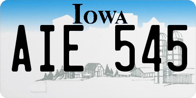 IA license plate AIE545