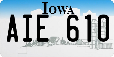 IA license plate AIE610