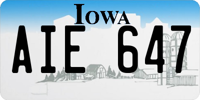 IA license plate AIE647