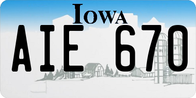 IA license plate AIE670