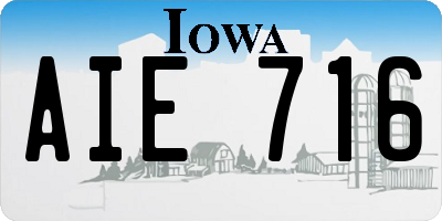 IA license plate AIE716