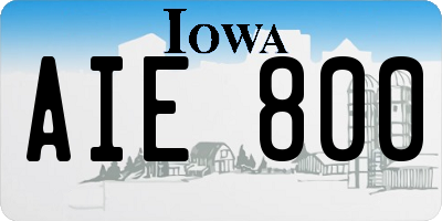 IA license plate AIE800