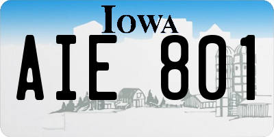 IA license plate AIE801